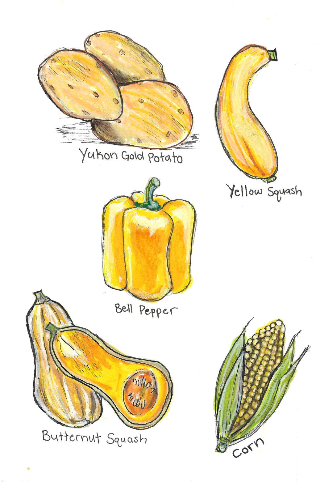 Yellow Vegetables Art Print