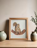 Mother Squirrel & Baby – Watercolor Art Print