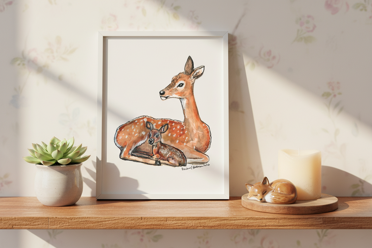 Deer & Fawn Shelf Display Mockup