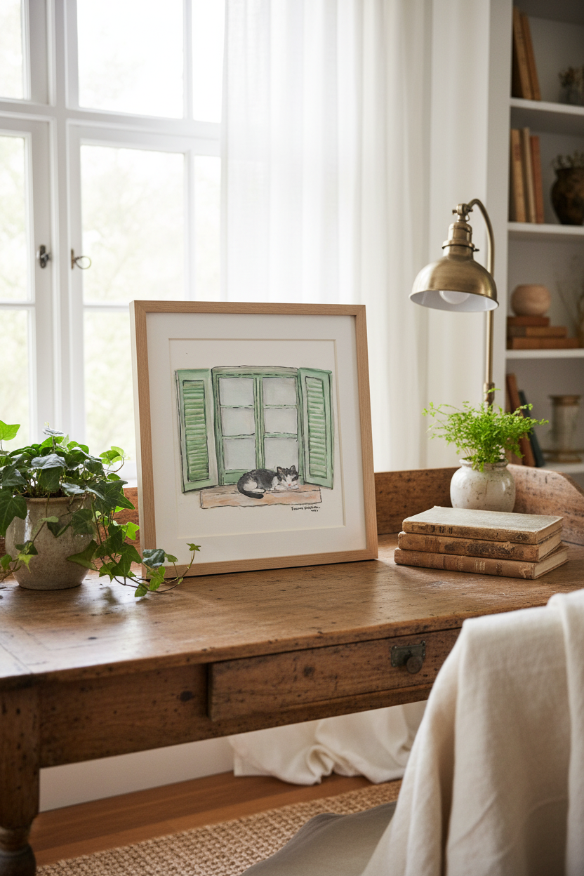 Sleeping Cat at the Window — Art Print