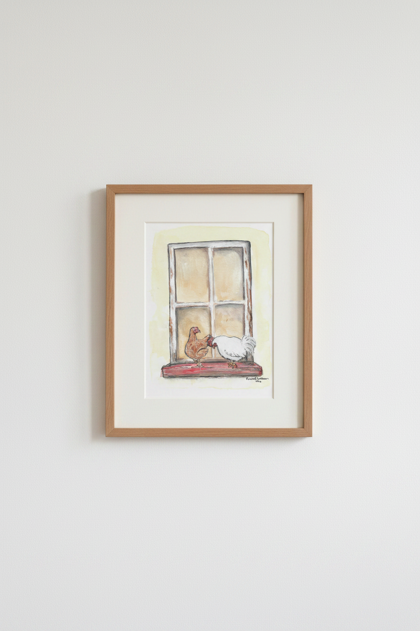 Chickens at the Window — Art Print